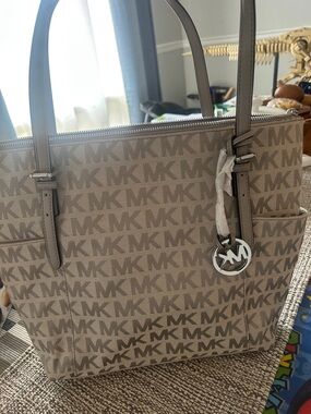 Michael Kors MK Logo Tote with Silver Charm
